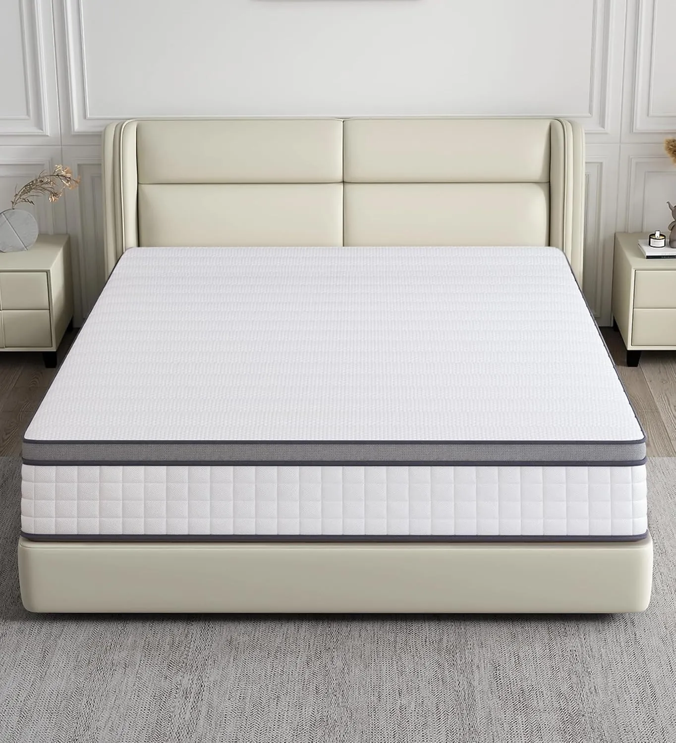 Queen Mattresses, 10 Inch Queen Size Mattress, Medium Firm Feel Memory Foam & Individual Pocket Springs, Pressure Relief & Support, Hybrid Mattress in a Box, CertiPUR-US Certified