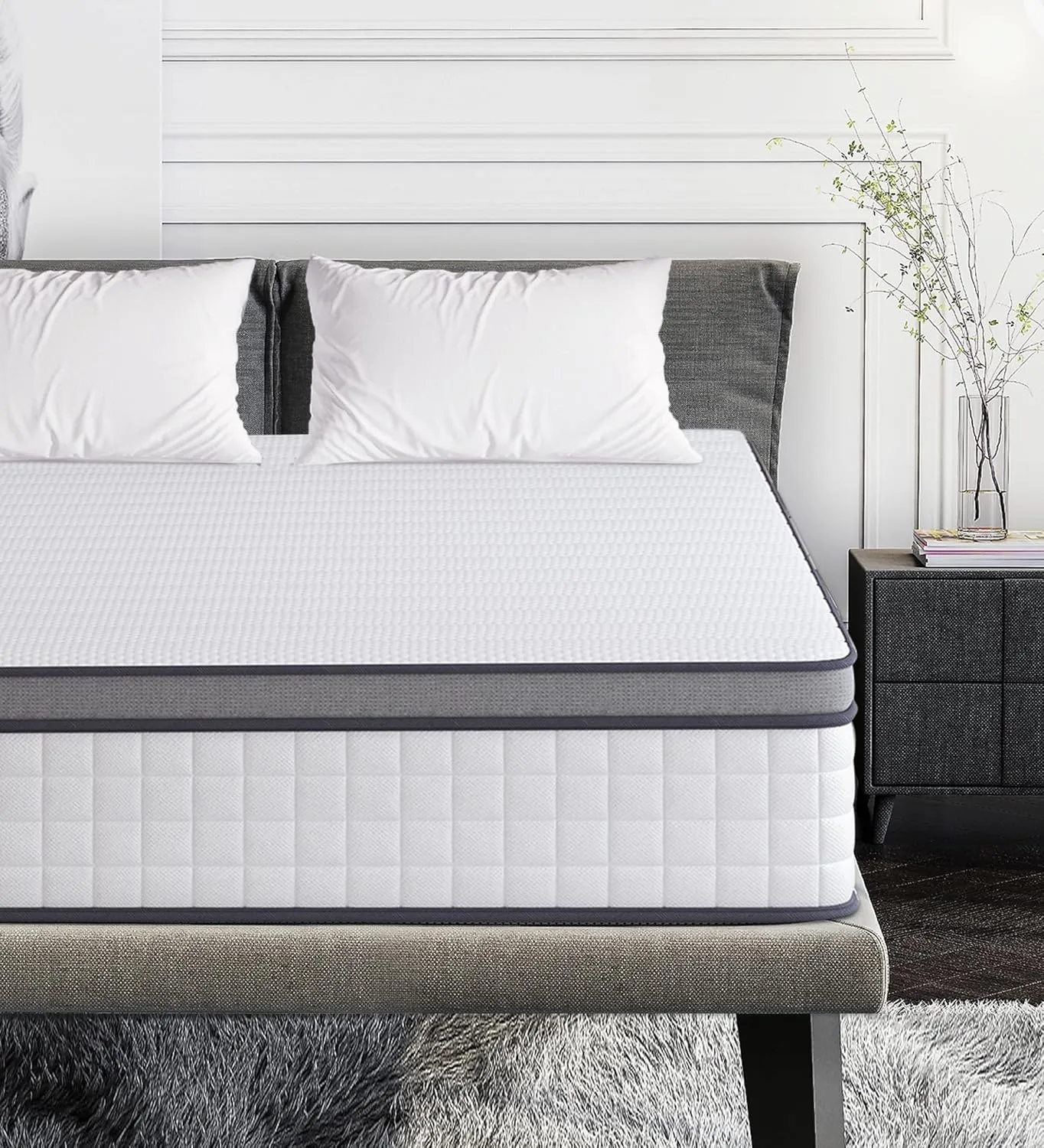 Queen Mattresses, 10 Inch Queen Size Mattress, Medium Firm Feel Memory Foam & Individual Pocket Springs, Pressure Relief & Support, Hybrid Mattress in a Box, CertiPUR-US Certified