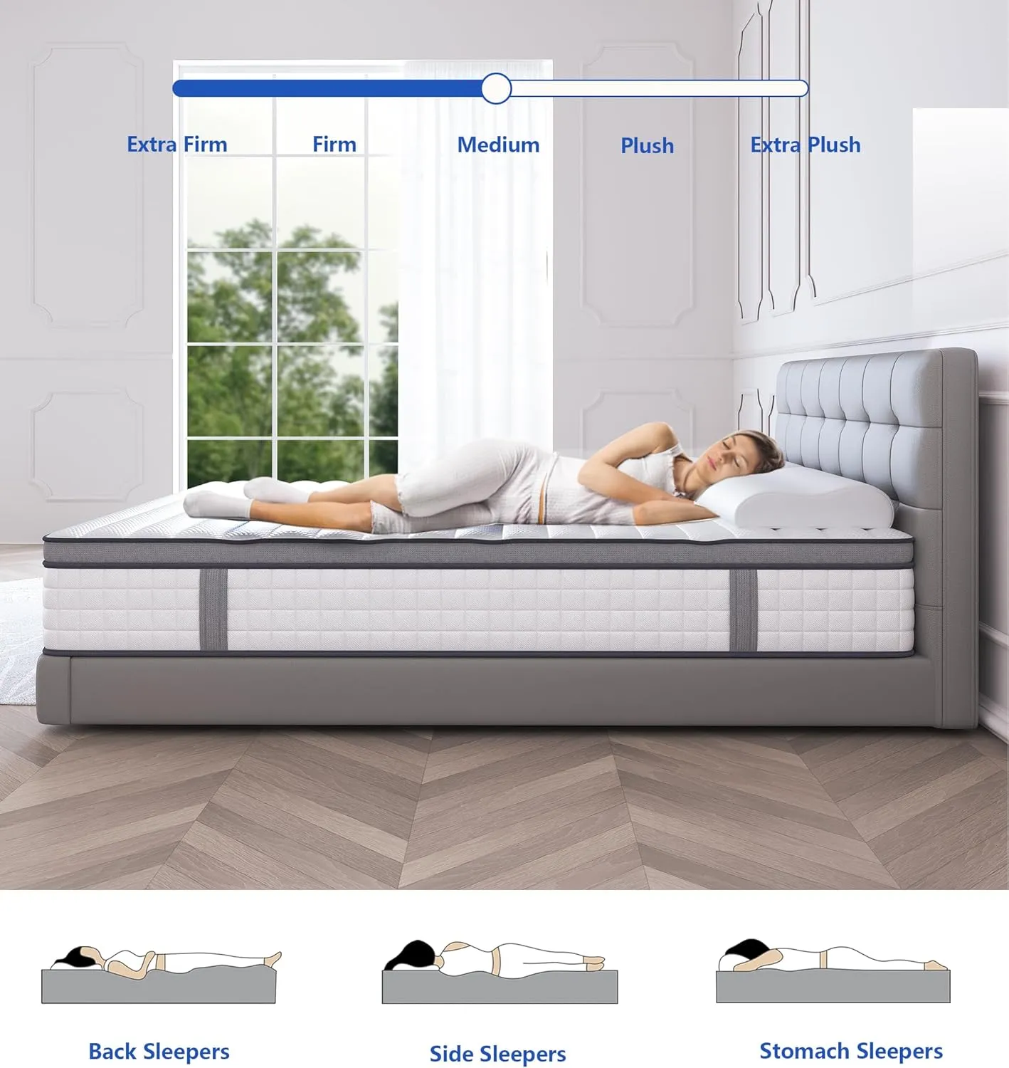Queen Mattresses, 10 Inch Queen Size Mattress, Medium Firm Feel Memory Foam & Individual Pocket Springs, Pressure Relief & Support, Hybrid Mattress in a Box, CertiPUR-US Certified