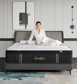 Queen Mattresses,14 Inch Queen Size Mattresses in a Box,Memory Foam Hybrid White & Black Mattress with Provide Support and Improve Sleep,Pressure Relief,Medium Firm