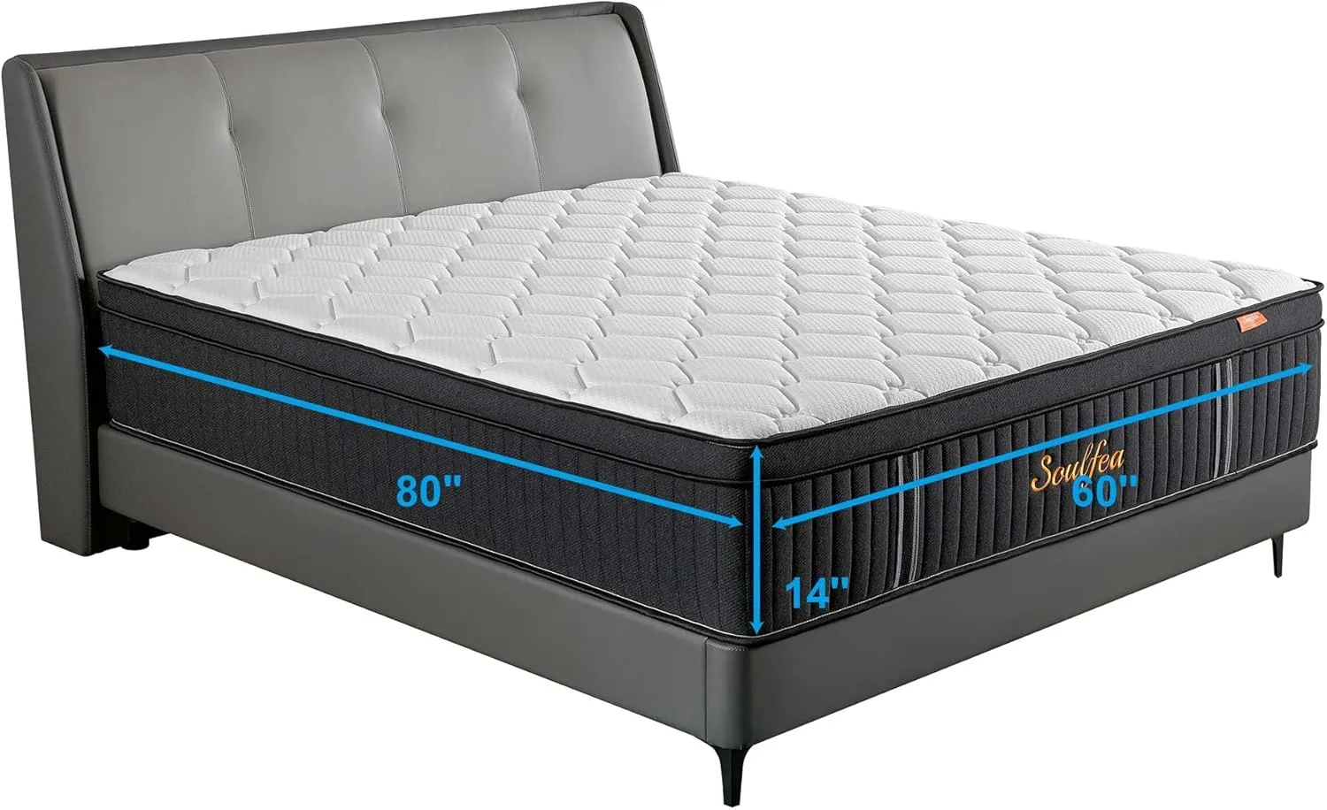Queen Mattresses,14 Inch Queen Size Mattresses in a Box,Memory Foam Hybrid White & Black Mattress with Provide Support and Improve Sleep,Pressure Relief,Medium Firm