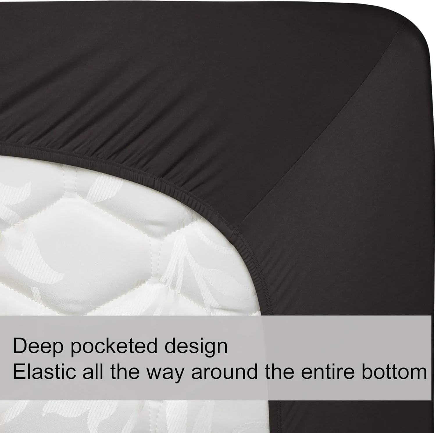 Queen Size Fitted Sheet Only - 4-Way Stretch Jersey Knit, T-Shirt Feeling & Ultra Soft, Wrinkle Free, Non-Slip & Snug Fit for Mattress (Deep: 5"-16") - Brown, Queen