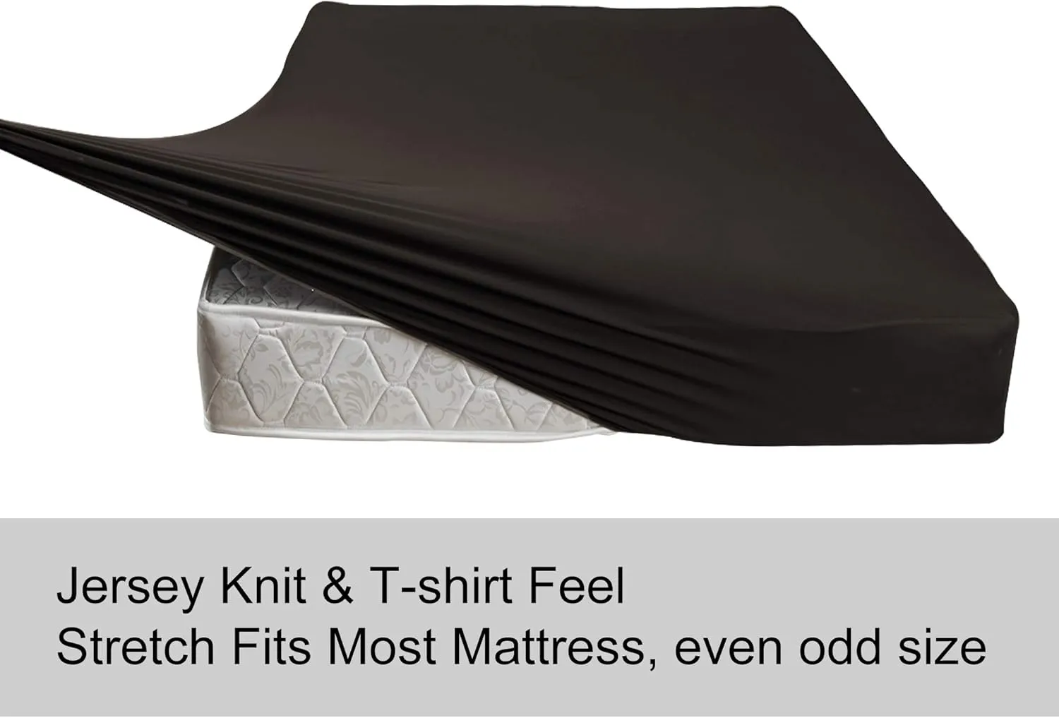 Queen Size Fitted Sheet Only - 4-Way Stretch Jersey Knit, T-Shirt Feeling & Ultra Soft, Wrinkle Free, Non-Slip & Snug Fit for Mattress (Deep: 5"-16") - Brown, Queen