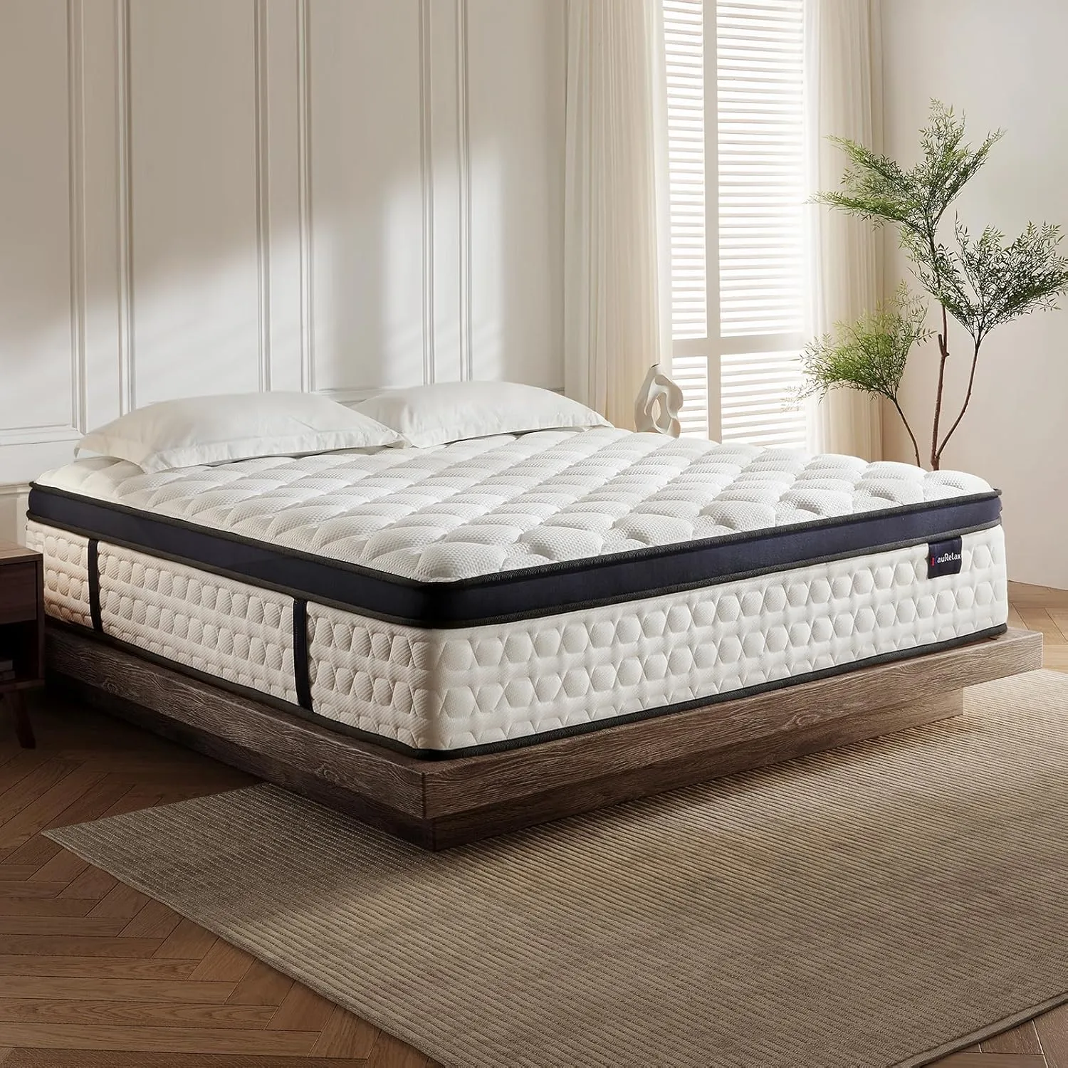 Queen Size Mattress,12 Inch Hybrid Mattress in a Box,Superior with Gel Memory Foam or Lumbar Support,100-Night Trial,Pressure Relief,Zoned Support Spring, Medium Firm