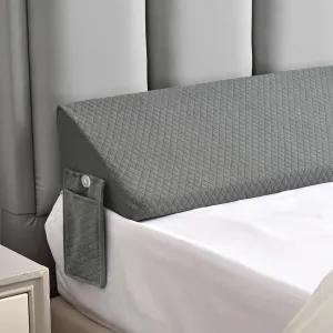 Queen Size Wedge Pillow for Headboard Gap Filler Nora Pillow Wedge Long Wedge Pillow for Queen Size Bed Gap(0-8") Between Mattress and Headboard Grey 60"x10"x6"