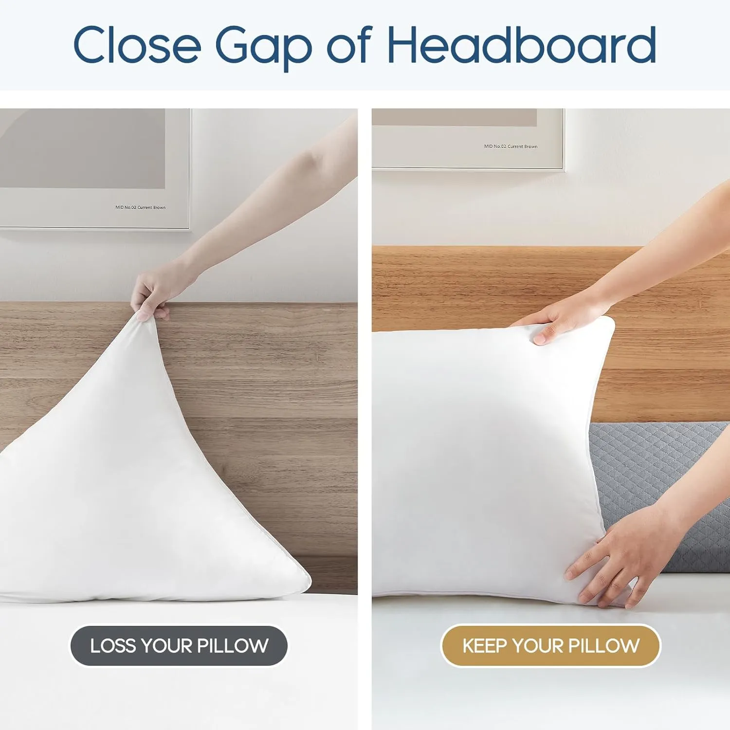 Queen Size（60"x10"x6"） Bed Wedge Pillow for Headboard - Upgraded Bed Gap Filler Queen Between Mattress and Headboard - Triangle Pillow - Grey