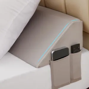 Queen Wedge Pillow Headboard, Bed Wedge Pillow for Headboard, Pillow Wedge for Headboard Gap, Bed Gap Filler Queen- Fill The Gap (0-7") Between Headboard and Mattress (Gray, 60"x10"x6")