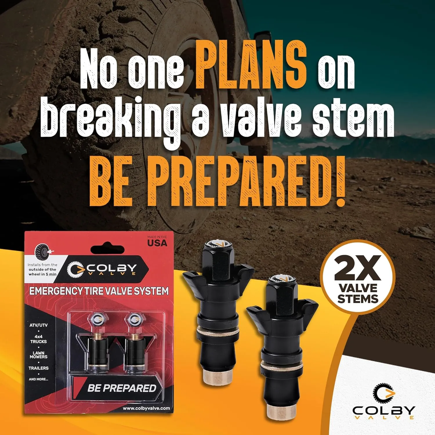 Quick Emergency Valve Stem Replacement Kit for Tubeless Tires | No Tools Required for Install | No Need to Remove Tire | Tire Valve Stem Kit Made in USA from quality 360 brass components