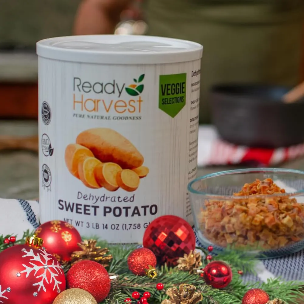 Ready Harvest Dehydrated Sweet Potatoes – Canned Sweet Potatoes Alternative | Camper Must-Haves & Camping Essentials | Hurricane Preparedness Survival Food | Pantry Staples | #10 Can | 25-Year Shelf Life