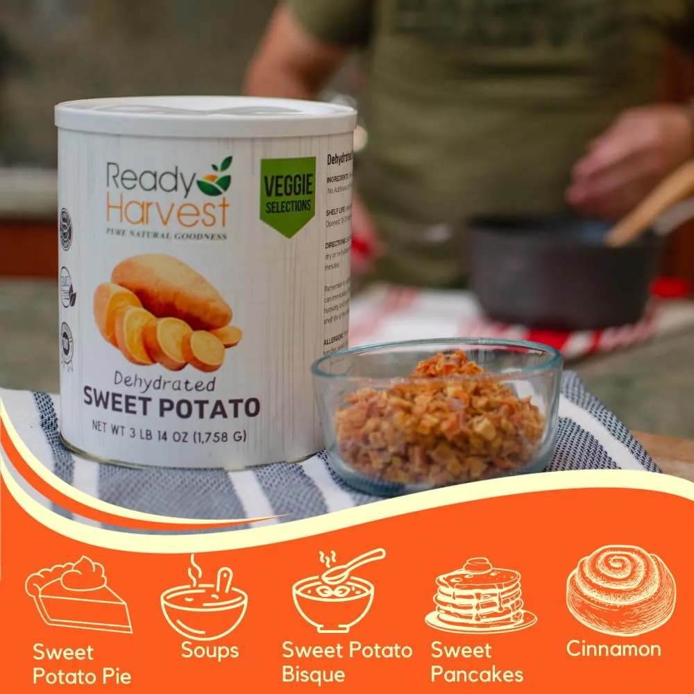 Ready Harvest Dehydrated Sweet Potatoes – Canned Sweet Potatoes Alternative | Camper Must-Haves & Camping Essentials | Hurricane Preparedness Survival Food | Pantry Staples | #10 Can | 25-Year Shelf Life