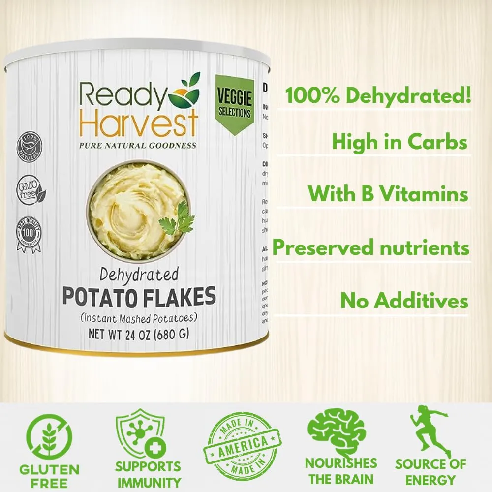 Ready Harvest Food Dehydrated Potato Flakes for instant mashed potatoes | Camper must haves camping essentials | Hurricane Preparedness Items, Survival Food, #10 Can | 30 Year Shelf Life
