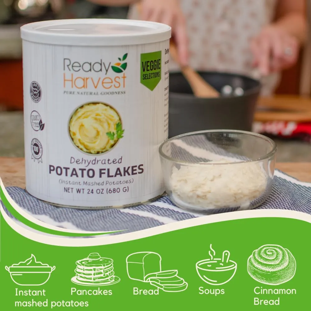Ready Harvest Food Dehydrated Potato Flakes for instant mashed potatoes | Camper must haves camping essentials | Hurricane Preparedness Items, Survival Food, #10 Can | 30 Year Shelf Life