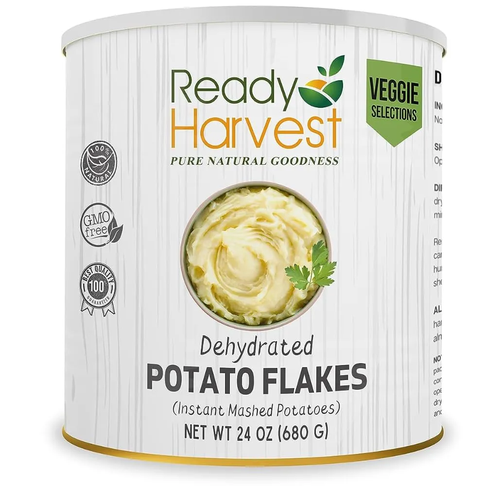Ready Harvest Food Dehydrated Potato Flakes for instant mashed potatoes | Camper must haves camping essentials | Hurricane Preparedness Items, Survival Food, #10 Can | 30 Year Shelf Life