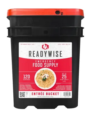 READYWISE - Emergency Food Supply Bucket, 120 Servings, MRE Meal Food Supply, Premade, Freeze Dried Survival Rations for Hiking, Adventure & Camping Essentials, Individually Packaged, 25 Year Shelf Life
