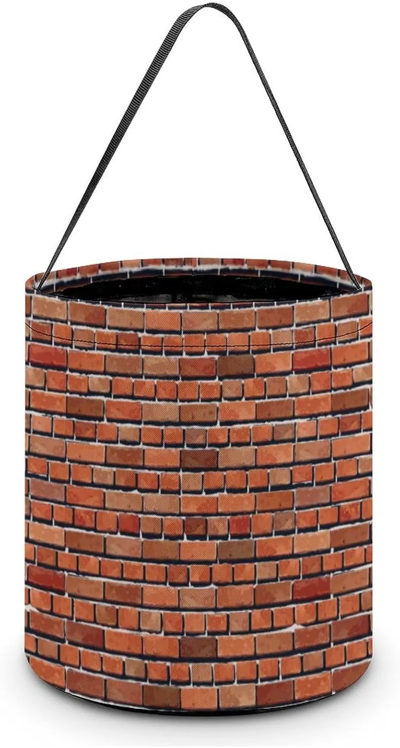 Red Brick Wall Funny Easter Egg Bags Trick-o-r-Treat Tote Bag Reusable Bucket Storage Basket Handbag Party Novelty