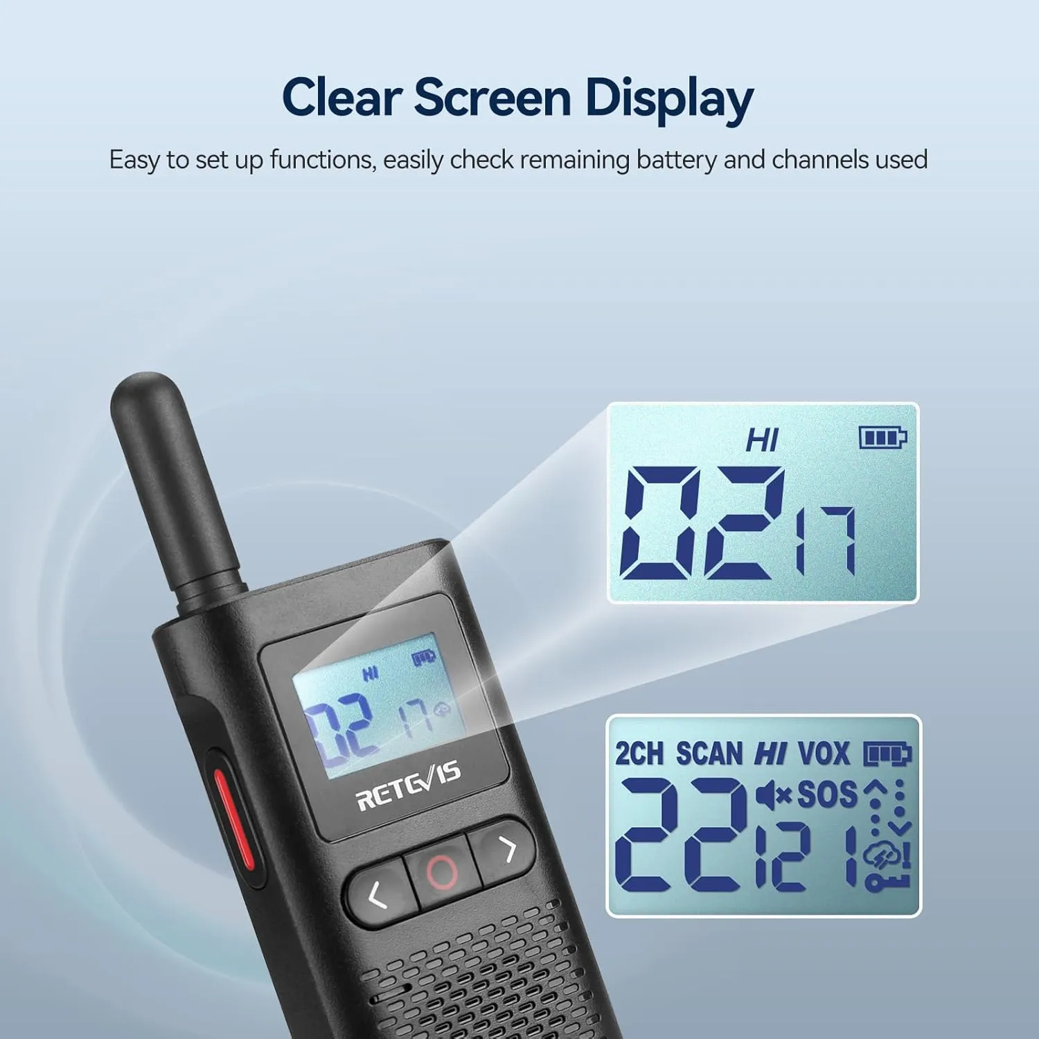 Retevis RB28 Walkie Talkies with Earpiece,USB-C Walkie Talkies Rechargeable,Large LCD Screen,1500mAh,NOAA Weather,Business Walkie Talkie for Adults Long Range for School Restaurant Healthcare(10 Pack)