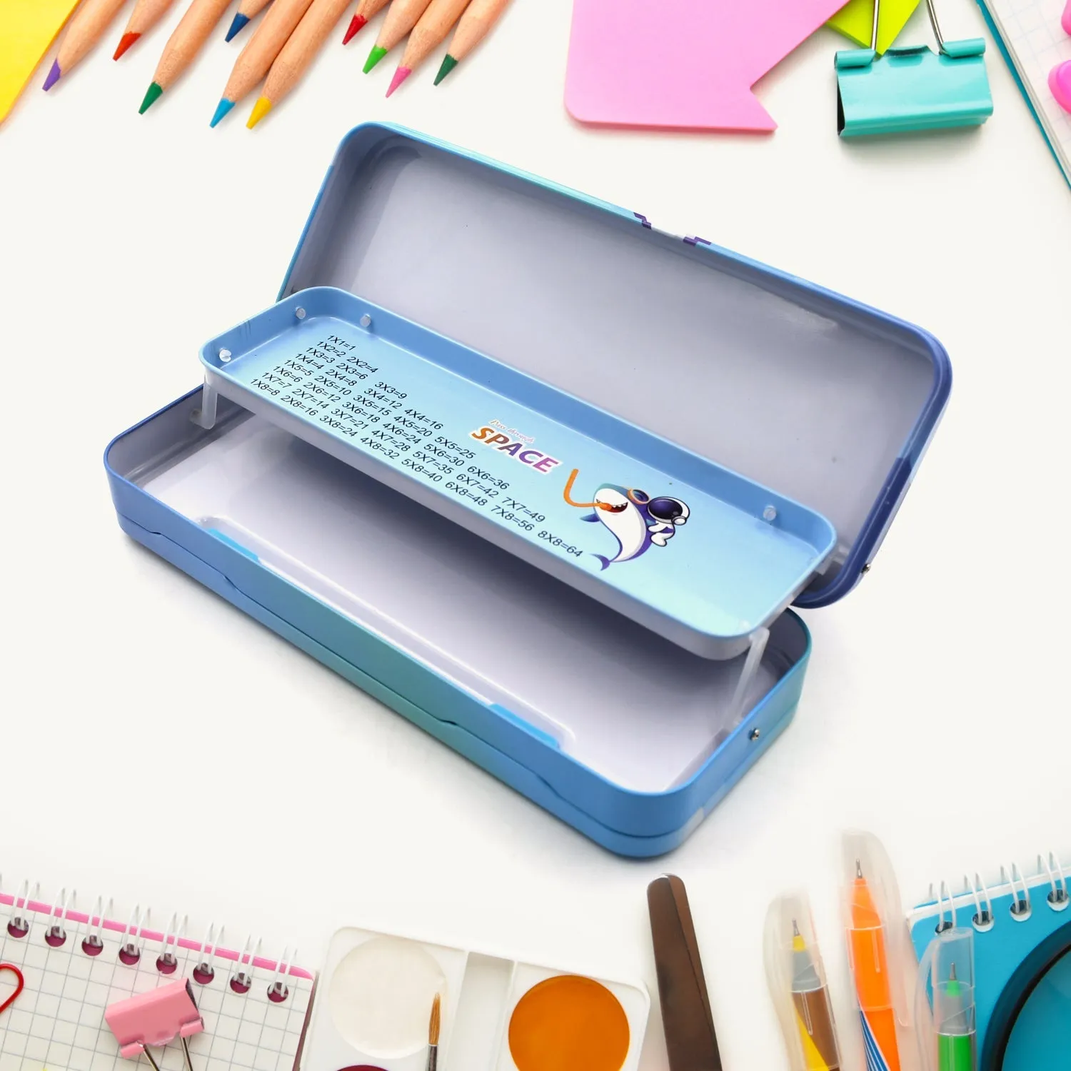 Return Stationery Offer expires soon Pencil Kids Double Box, School Box, Kids Safe payments Stationery Box, Birthday Pencil for Gift Kids Metal Compartment Pencil for for Compass, Case Compass Gift