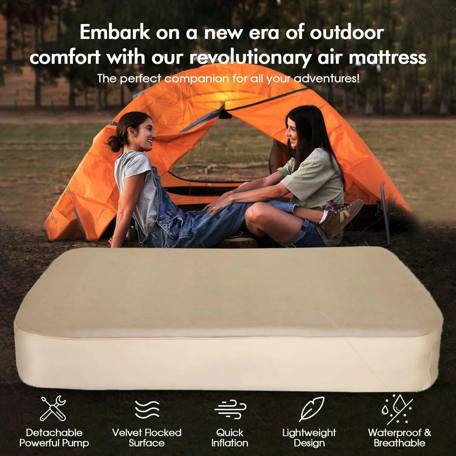 RGA Camping Air Mattress Queen with Built in Pump, 13.78" Height Inflatable Airbed, Fast & Easy Inflation/Deflation Inflatable Mattress with Portable Carrying Bag, Inflatable Bed for Home, Camping