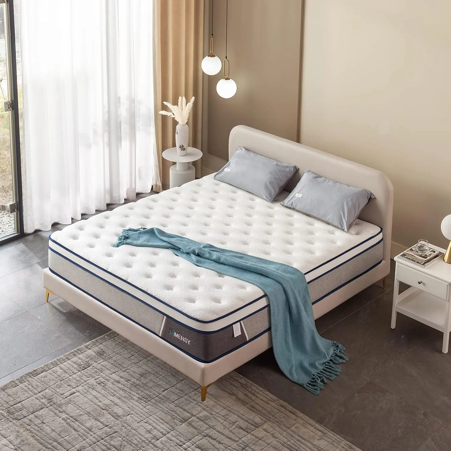 Rimensy King Size Mattress, 12 Inch Gel Memory Foam King Mattress for Cool Night & Pressure Relief, Medium Plush Feel with Motion Isolating, Bliss