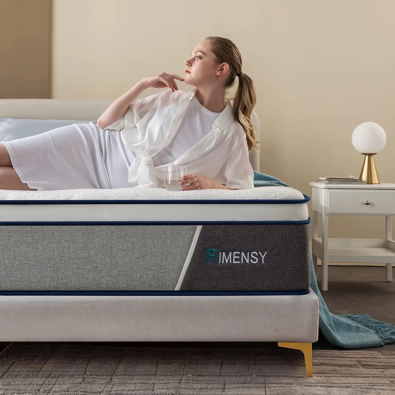 Rimensy King Size Mattress, 12 Inch Gel Memory Foam King Mattress for Cool Night & Pressure Relief, Medium Plush Feel with Motion Isolating, Bliss