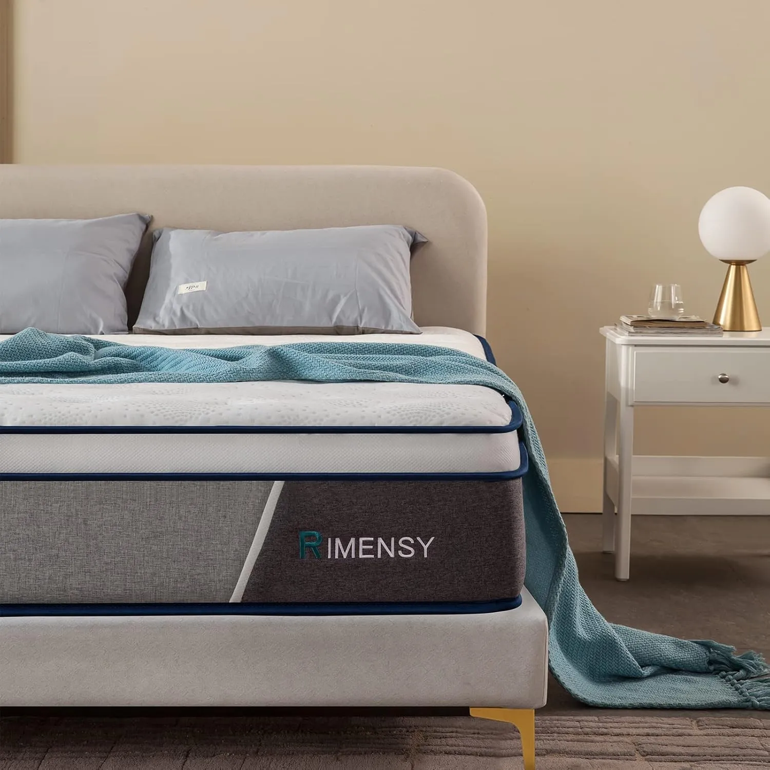 Rimensy King Size Mattress, 12 Inch Gel Memory Foam King Mattress for Cool Night & Pressure Relief, Medium Plush Feel with Motion Isolating, Bliss