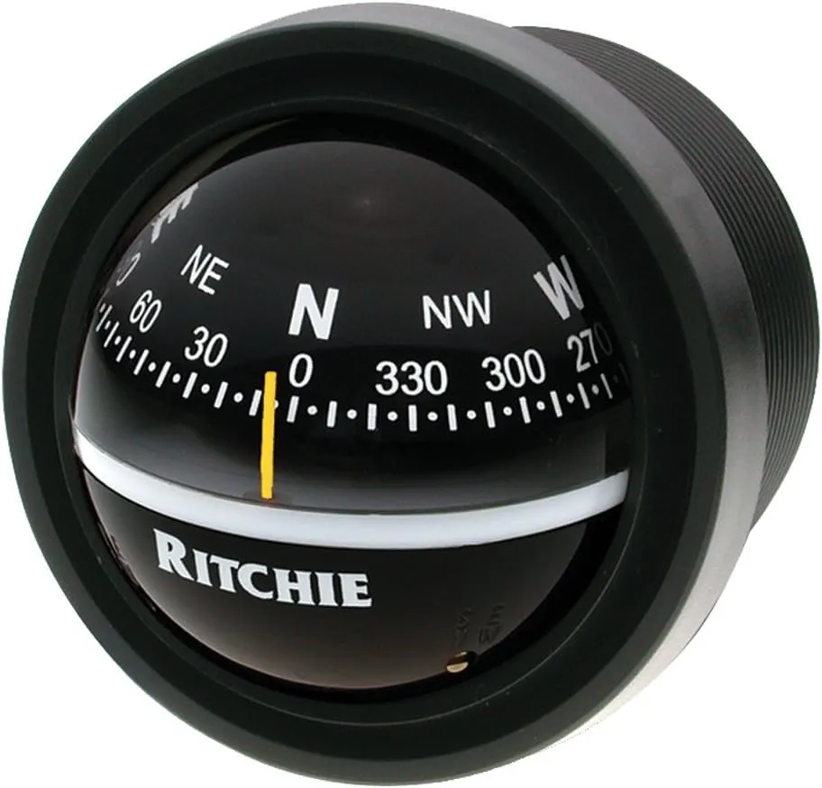 Ritchie V-57.2 Explorer - Black Metal Vehicle Compass with Night Illumination