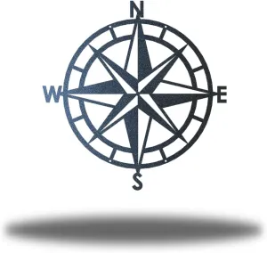 Riverside Designs Nautical Compass Coastal Metal Wall Art Steel Decor (30", Black)