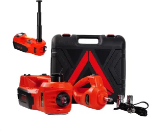 ROGTZ Electric Hydraulic Car Jack Kit with Impact Wrench and Tire Inflator Pump, 5 Ton 12V Hydraulic Jack for SUV Sedans Tire Change with LED Light(Red)