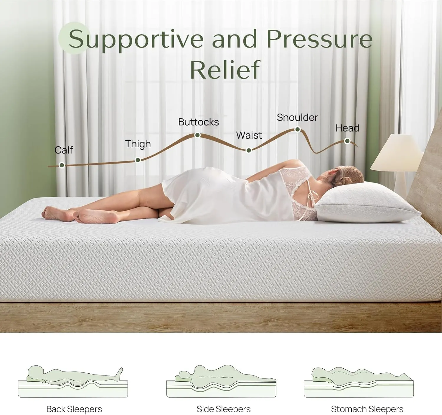 Rolanstar Twin Size Mattress, 6 Inch Gel Memory Foam Mattress in a Box, Fiberglass Free, Breathable for Cooler Sleep Supportive & Pressure Relief, CertiPUR-US Certified, White
