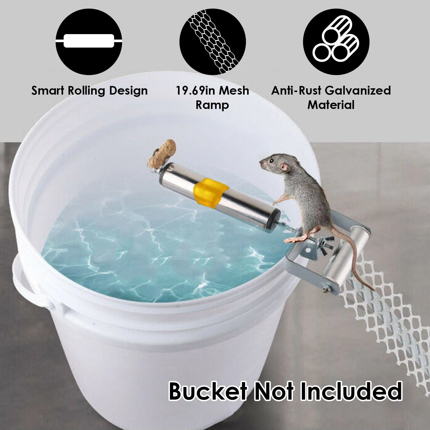 Roll Trap Log Rolling Mouse Catcher with 19.69" Mesh Ramp