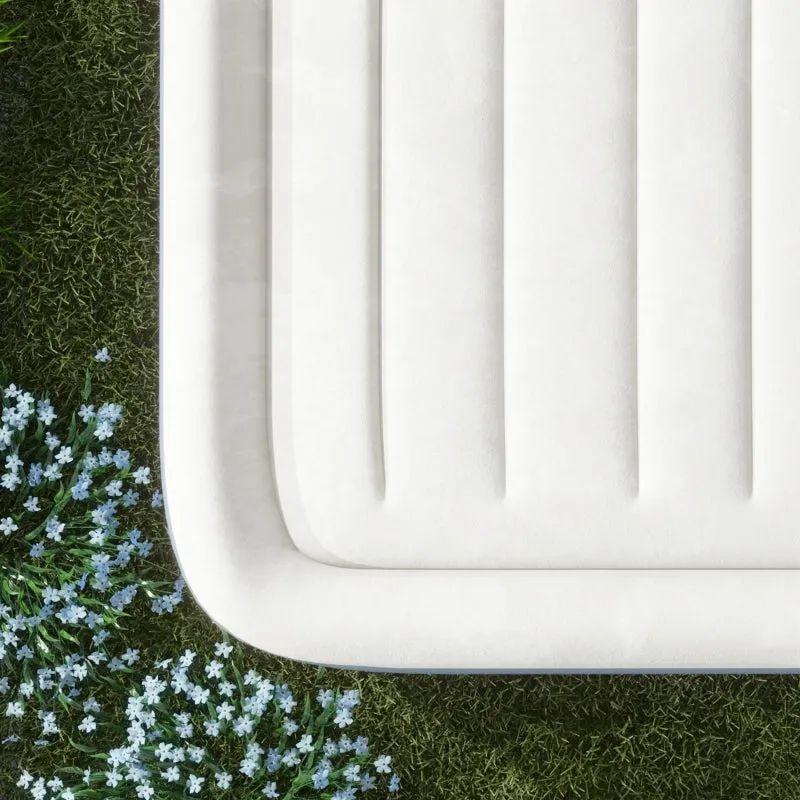 Rootz 2 Person Inflatable Camping Mattress - Air Bed - Blow-Up Mattress - Built-in Pump - Carry Bag - 203cm x 152cm x 46cm - Light Blue - Optimal Body Support - Quick Inflation - Compact and Portable