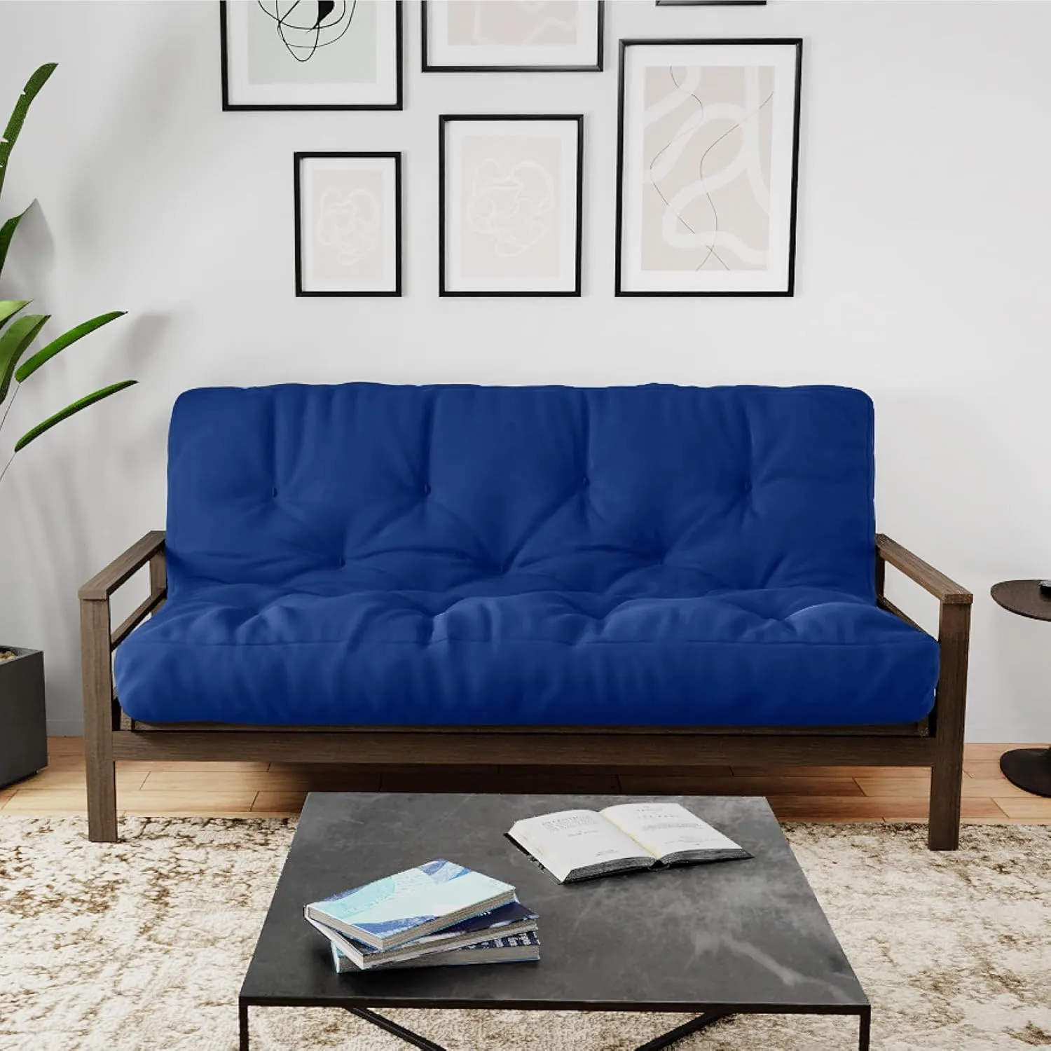 Royal Sleep Products by The Futon Factory 10 inch Memory Foam and Pocket Coil Futon Mattress - Solid Royal Blue Cover - Full Size - CertiPUR Certified Foams - Made in USA - (Frame not Included)