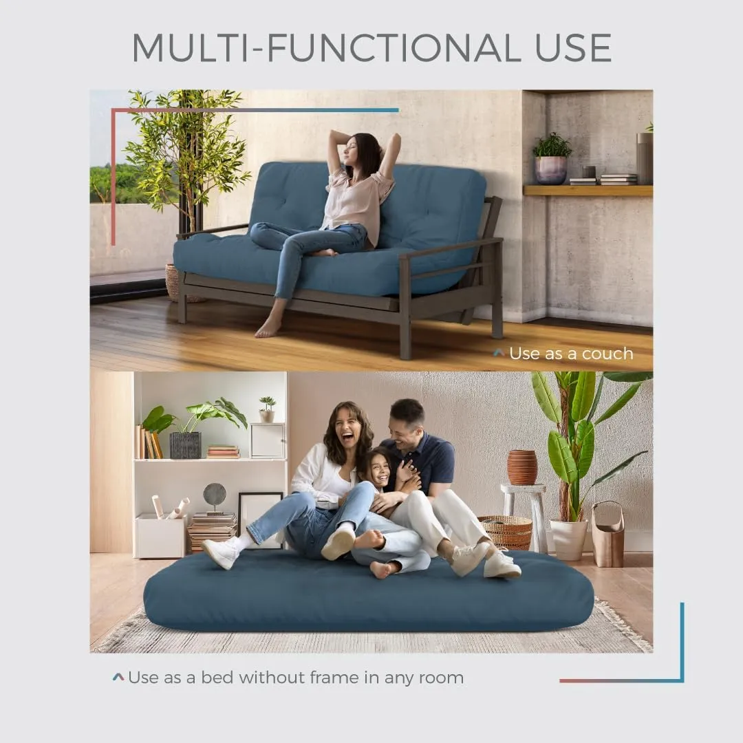 Royal Sleep Products by The Futon Factory 10 inch Memory Foam and Pocket Coil Futon Mattress - Solid Royal Blue Cover - Full Size - CertiPUR Certified Foams - Made in USA - (Frame not Included)