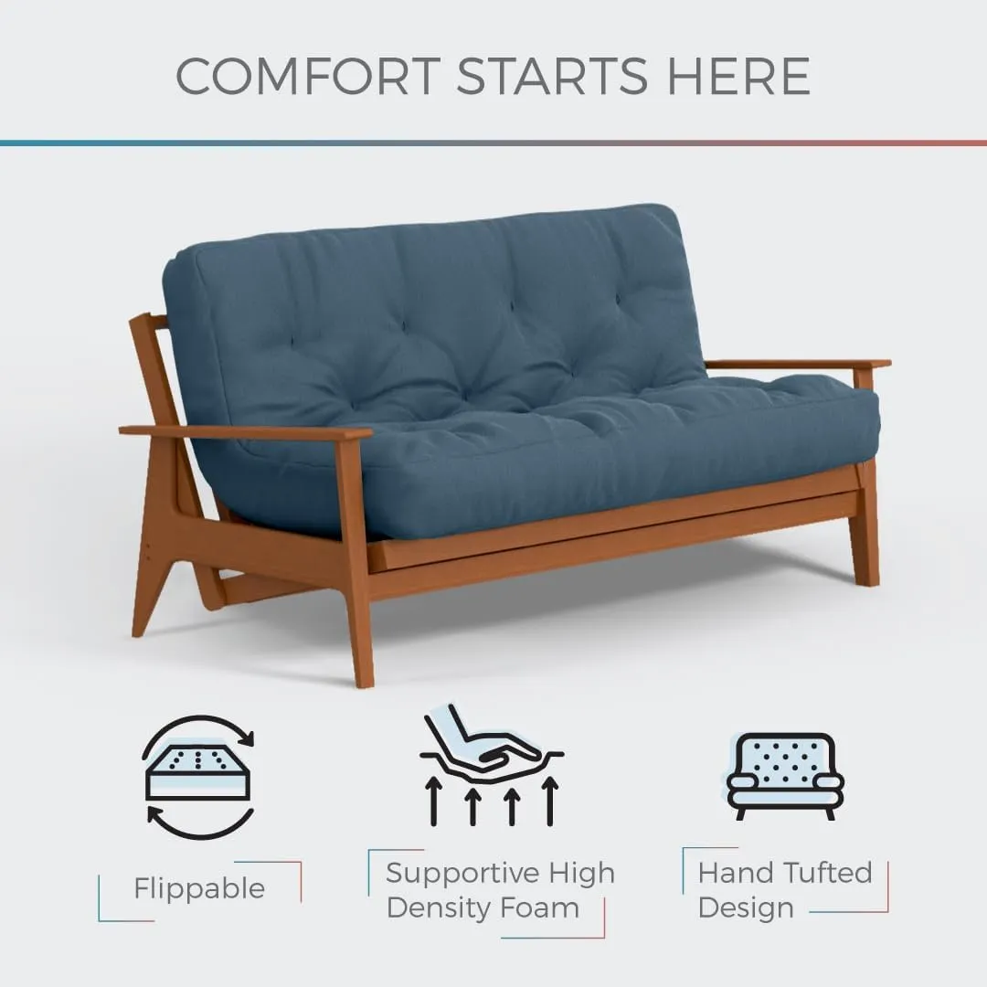 Royal Sleep Products by The Futon Factory 10 inch Memory Foam and Pocket Coil Futon Mattress - Solid Royal Blue Cover - Full Size - CertiPUR Certified Foams - Made in USA - (Frame not Included)