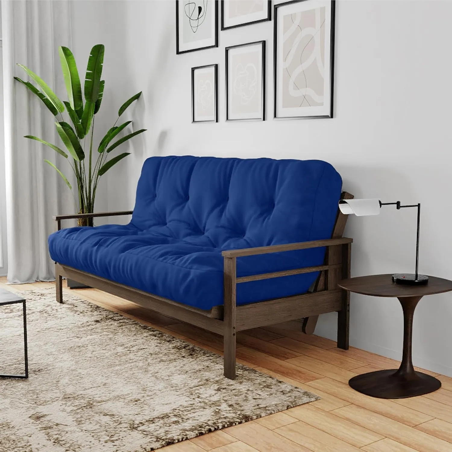 Royal Sleep Products by The Futon Factory 10 inch Memory Foam and Pocket Coil Futon Mattress - Solid Royal Blue Cover - Full Size - CertiPUR Certified Foams - Made in USA - (Frame not Included)