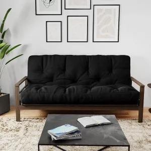 Royal Sleep Products by The Futon Factory 12 inch Foam Futon Mattress - Solid Black Fabric - Full Size - CertiPUR Certified Foams - Made in USA - (Frame not Included)