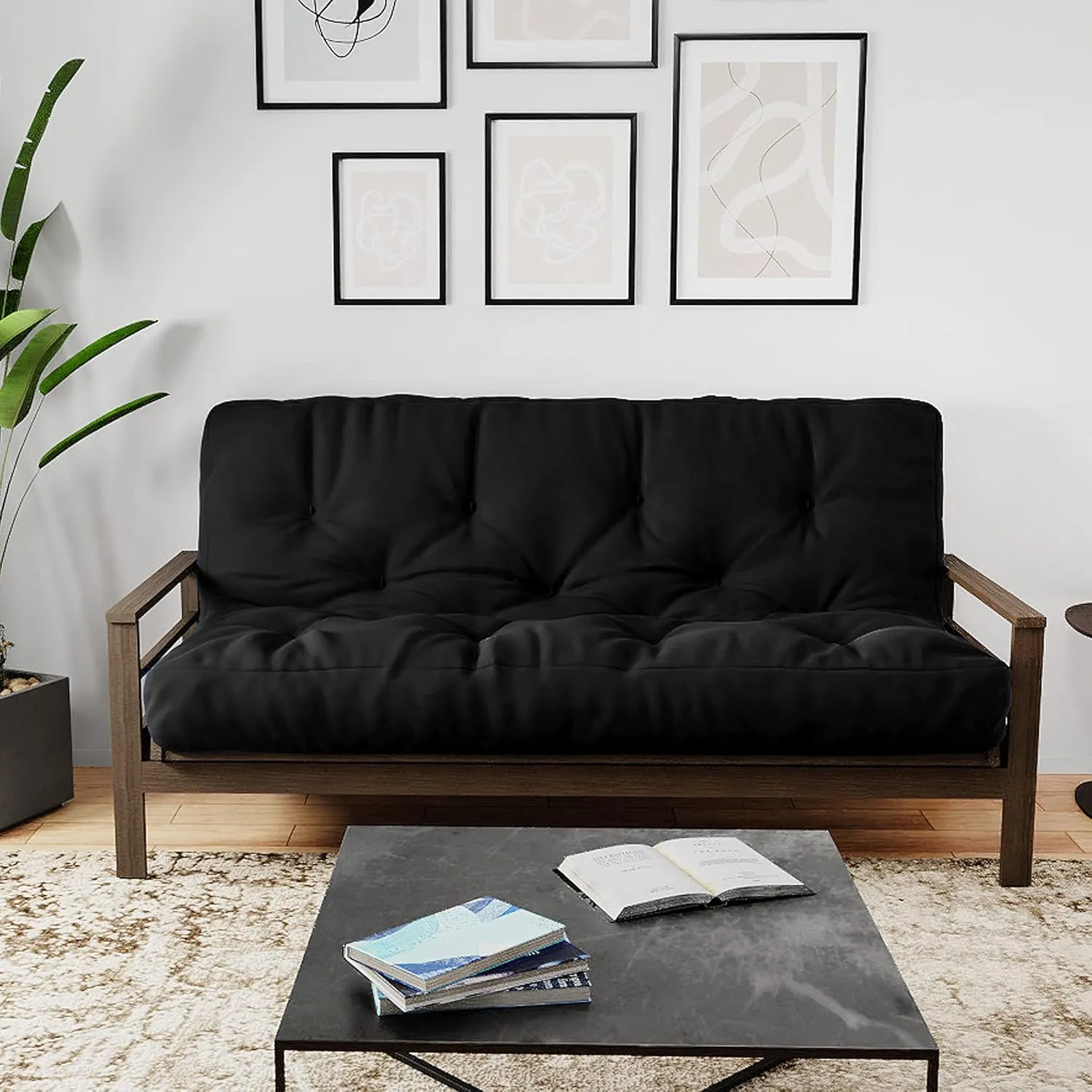 Royal Sleep Products by The Futon Factory 12 inch Foam Futon Mattress - Solid Black Fabric - Full Size - CertiPUR Certified Foams - Made in USA - (Frame not Included)