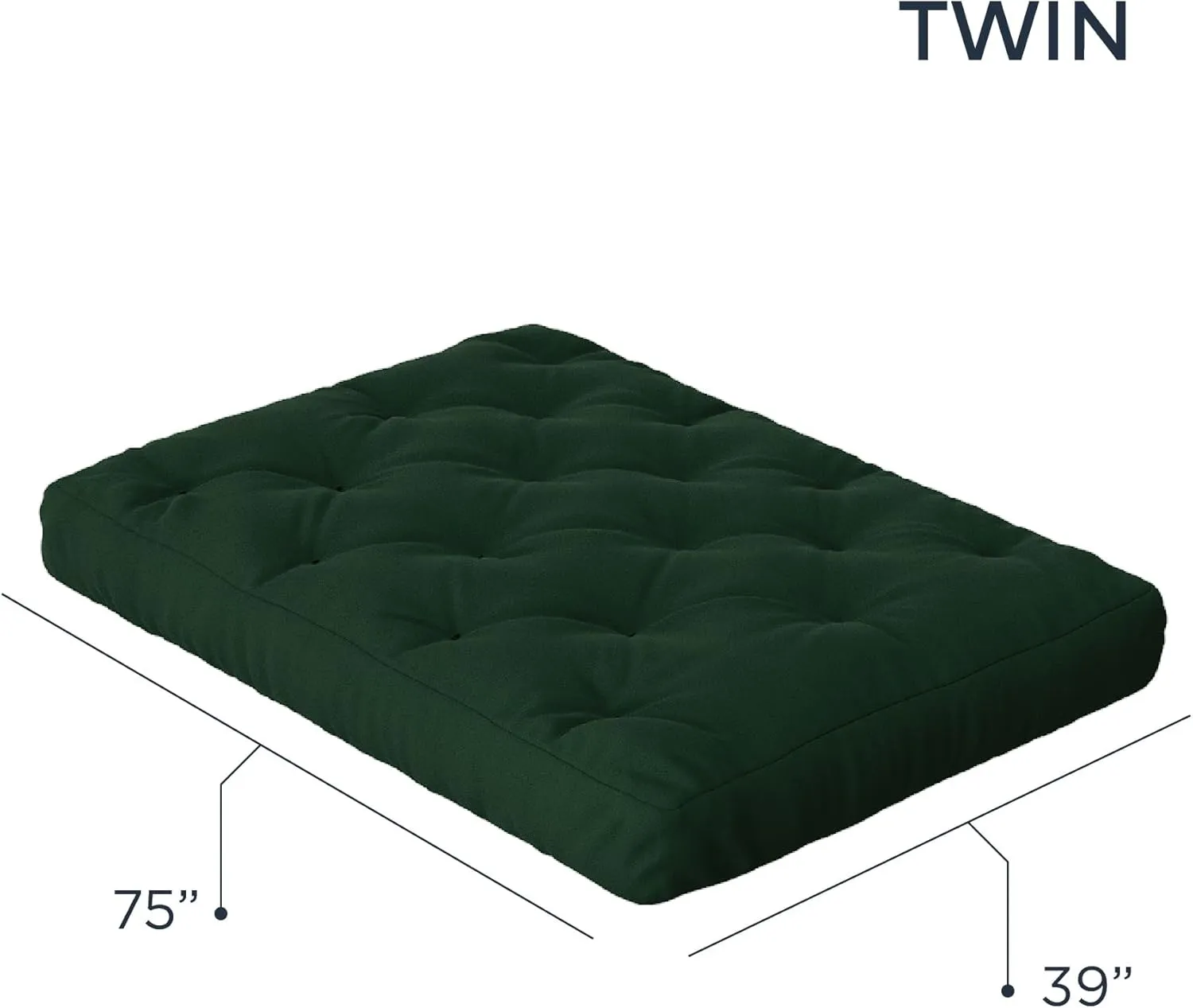 Royal Sleep Products by The Futon Factory 6 inch Foam Futon Mattress - Solid Hunter Green Cover - Full Size - CertiPUR Certified Foams - Made in USA - (Frame not Included)