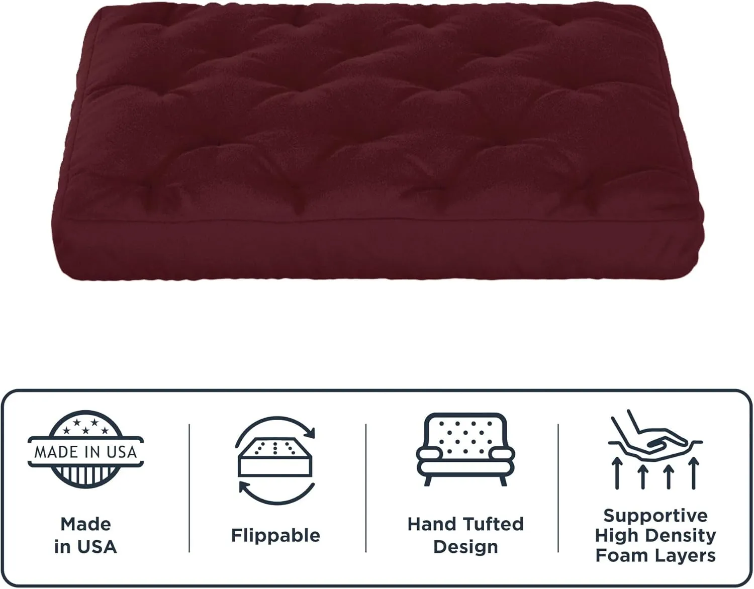 Royal Sleep Products by The Futon Factory 6 inch Foam Futon Mattress - Solid Hunter Green Cover - Full Size - CertiPUR Certified Foams - Made in USA - (Frame not Included)