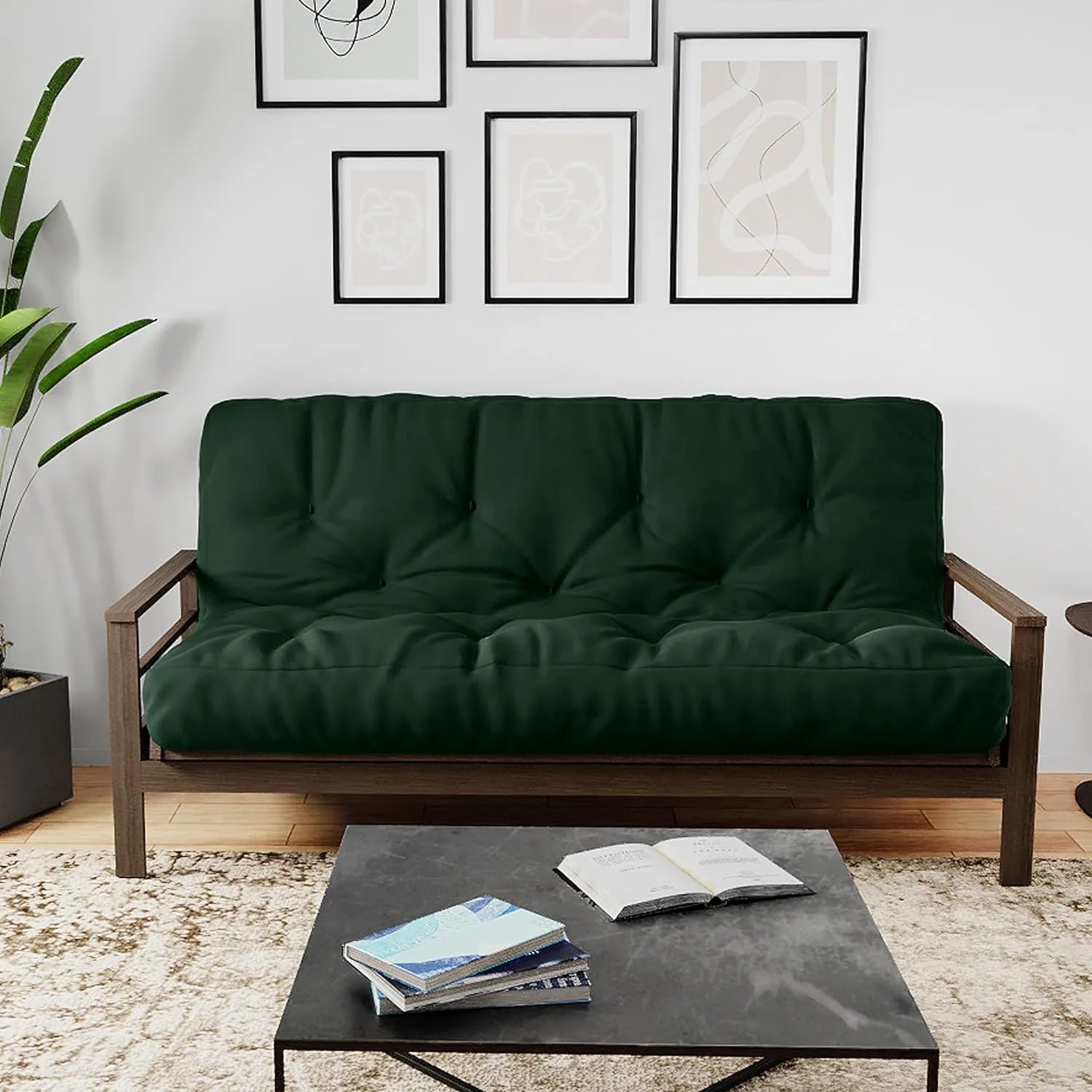 Royal Sleep Products by The Futon Factory 6 inch Foam Futon Mattress - Solid Hunter Green Cover - Full Size - CertiPUR Certified Foams - Made in USA - (Frame not Included)