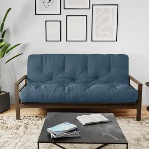 Royal Sleep Products by The Futon Factory 8 inch Foam Futon Mattress - Solid Denim Blue Color - Queen Size - CertiPUR Certified Foams - Made in USA - (Frame not Included)