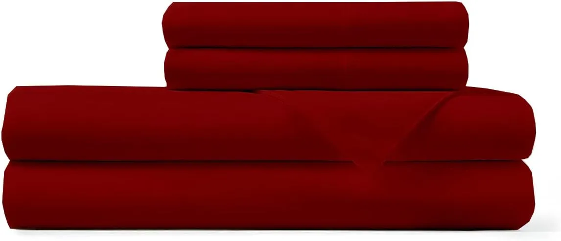 RV King Sheets 72 x 80 -Long Staple Soft 100% Egyptian Cotton Sheet Set - 400 Thread Count Sheets, 4 PCs Upto 15" Deep Pocket-RV King Sheets 72 x 80 Cotton-Sheets for RV King Mattress (Burgundy)