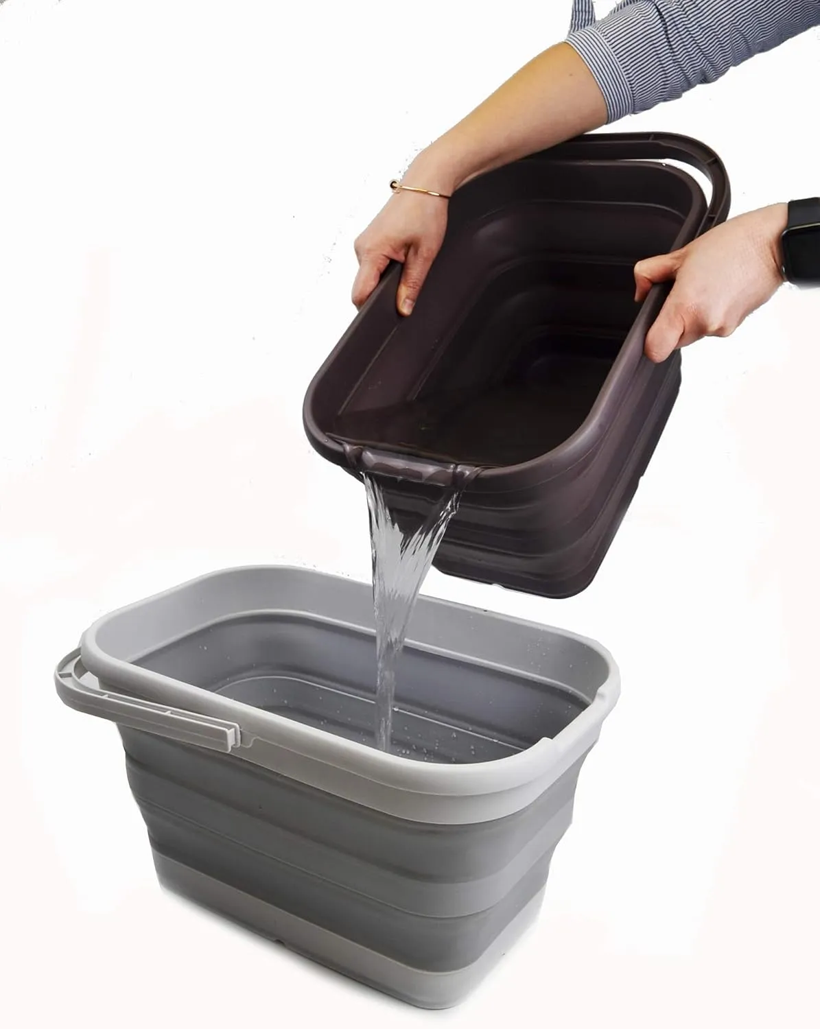 SAMMART 12L (3.17 Gallon) Collapsible Rectangular Handy Bucket (1, Grey)