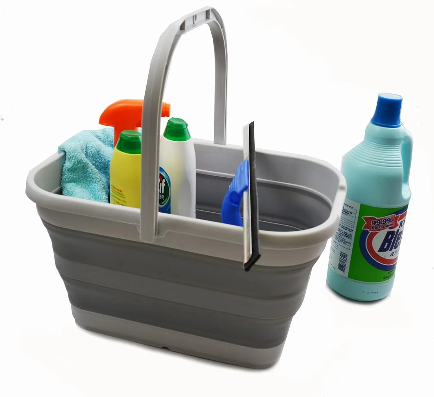 SAMMART 12L (3.17 Gallon) Collapsible Rectangular Handy Bucket (1, Grey)