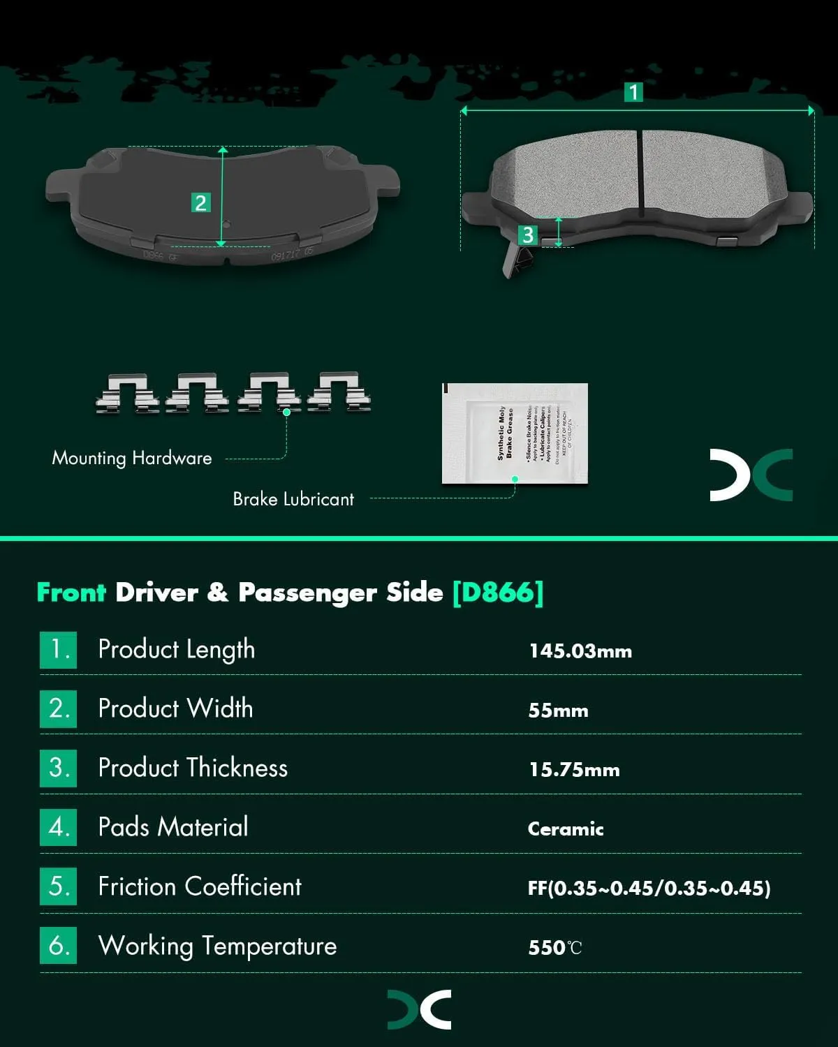 SCITOO Ceramic Front Rear Disc Brake Pad Set fit for Dodge Avenger Caliber, for Jeep Compass Patriot, for Mitsubishi Lancer Outlander Sport