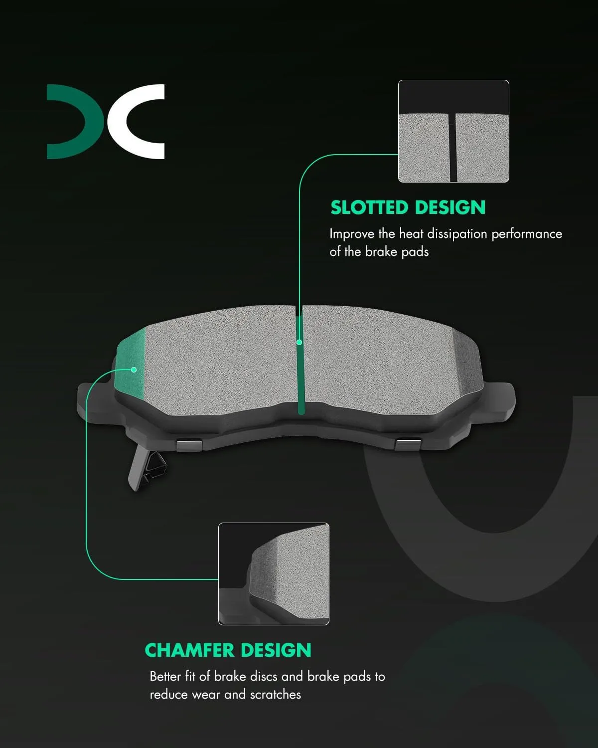 SCITOO Ceramic Front Rear Disc Brake Pad Set fit for Dodge Avenger Caliber, for Jeep Compass Patriot, for Mitsubishi Lancer Outlander Sport
