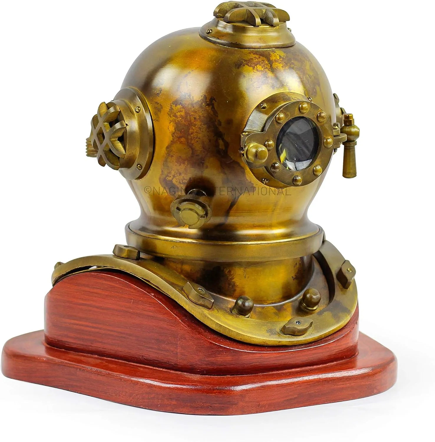 Scuba Diving Nautical Helmet | Maritime Ship's Decorative Helmet | Nagina International (6 Inches, Shipwrecked-On Base)