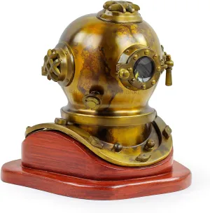 Scuba Diving Nautical Helmet | Maritime Ship's Decorative Helmet | Nagina International (6 Inches, Shipwrecked-On Base)