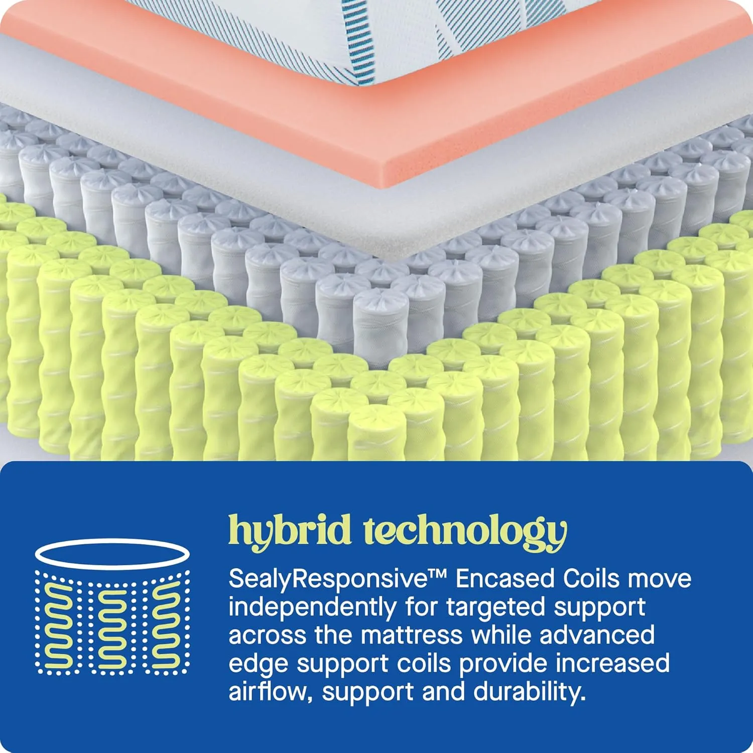 Sealy Dreamlife 10” Hybrid Mattress-in-a-Box, Twin, SealyComfort Gel Memory Foam, SealyResponsive Encased Coils, Surface-Guard Technology