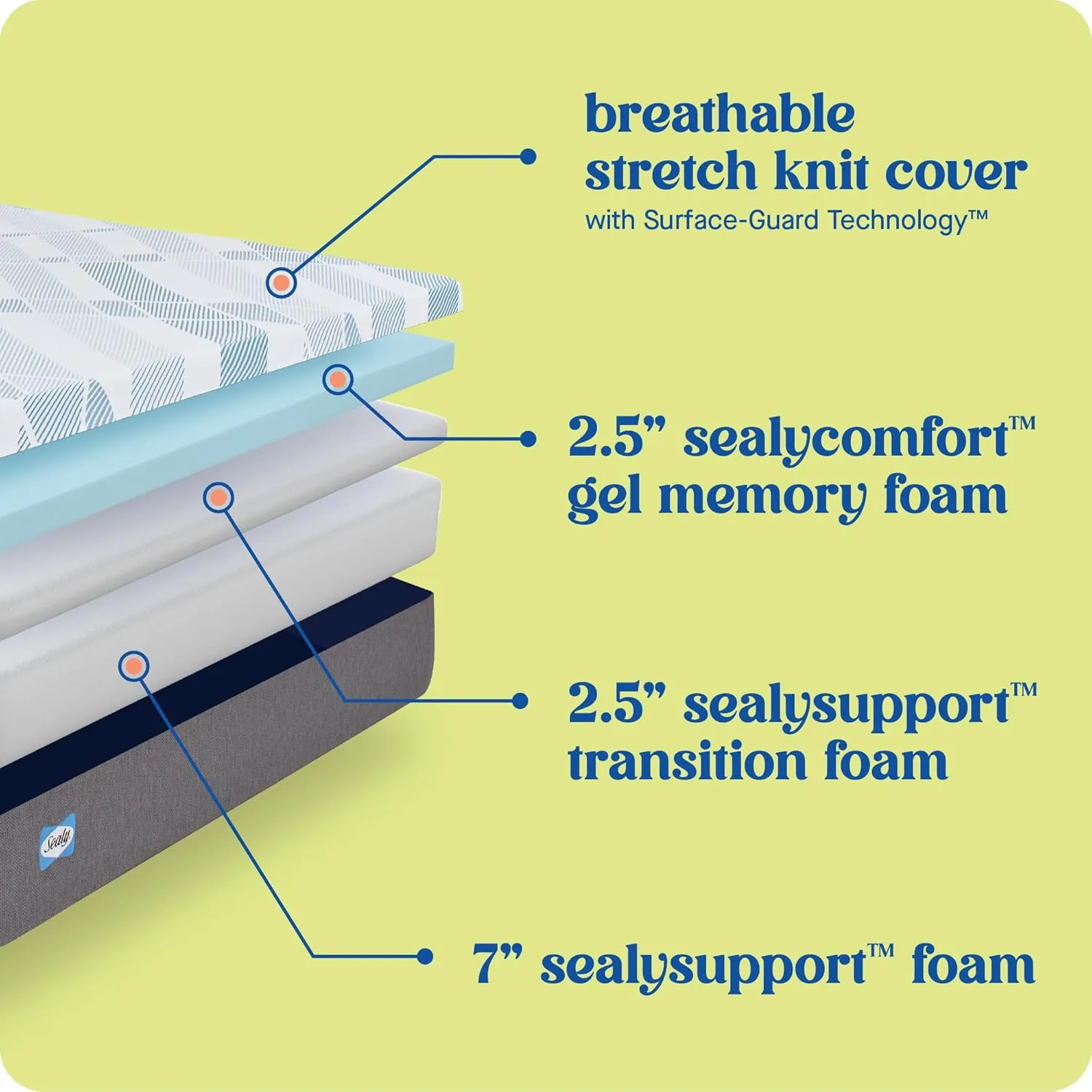 Sealy Dreamlife 12" Foam Mattress-in-a-Box, Queen, SealyComfort Gel Memory Foam, SealySupport Transition Foam, Surface-Guard Technology